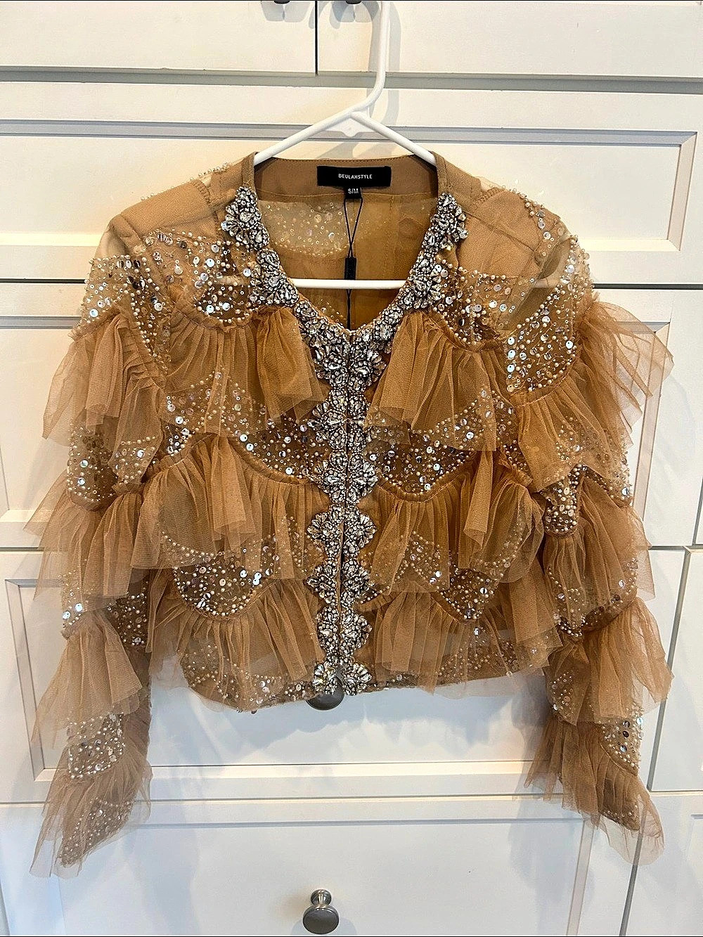 BEULAHSTYLE AM4001 Embellished Tulle Jacket NWT